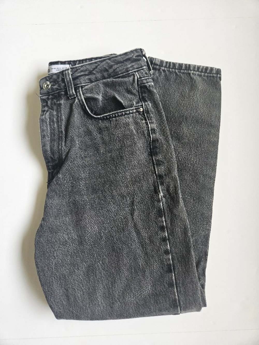 Zara Black Dark Wash High Waisted Straight Leg Denim Jeans 100% Cotton 6/28
